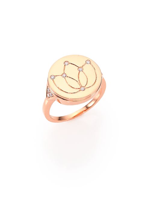 Devon Woodhill - 18K Polished Rose Gold & Diamond Lotus Signet Ring