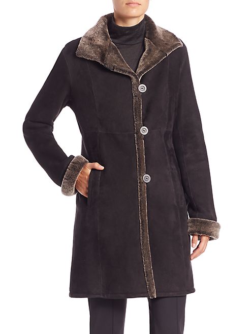 The Fur Salon - Paneled Shearling Three-Quarter Coat