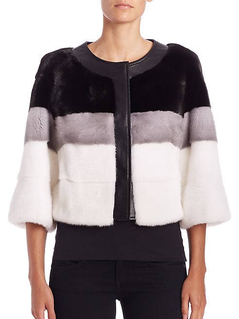 The Fur Salon - Leather-Trim Mink Fur Jacket