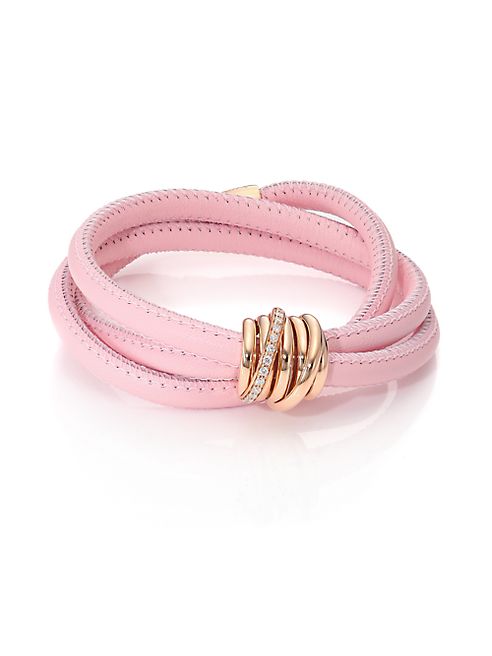 de GRISOGONO - Allegra Diamond, 18K Rose Gold & Leather Wrap Bracelet/Rosa