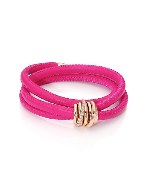 de GRISOGONO - Allegra Diamond, 18K Rose Gold & Leather Wrap Bracelet/Passion