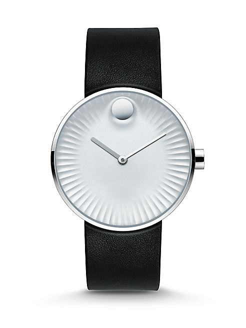 Movado - Edge Stainless Steel & Rubber Strap Watch