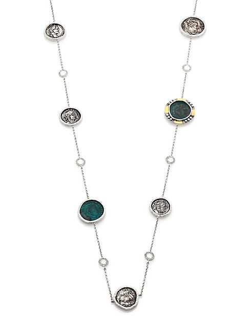 Coomi Silver - Coin Diamond, Crystal, 20K Yellow Gold & Sterling Silver Station Necklace