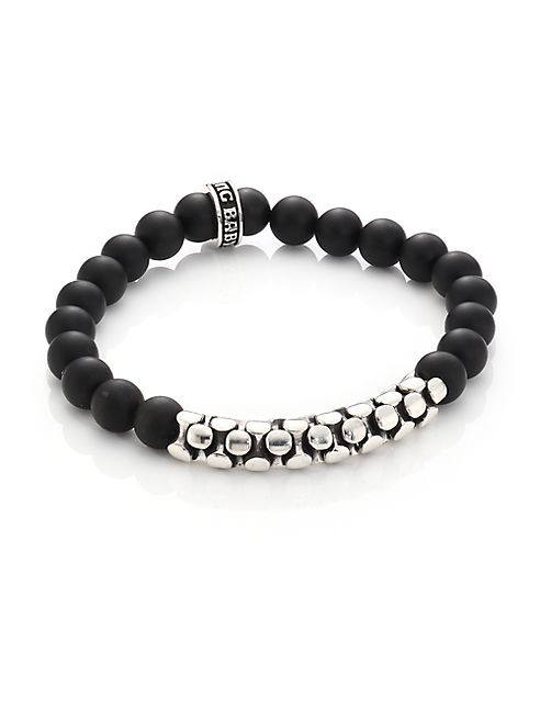 King Baby Studio - Onyx & Sterling Snake Link Bracelet