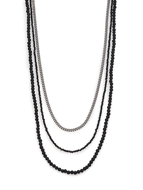 King Baby Studio - Black & Silver Triple Strand Necklace