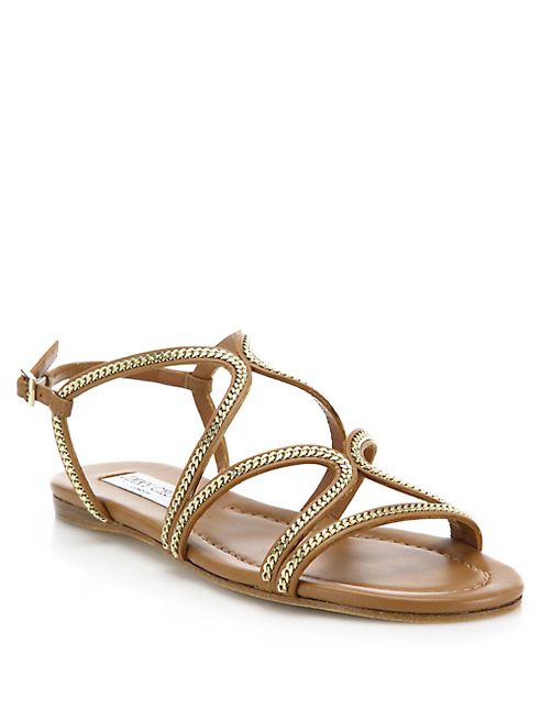 Jimmy Choo - Nickel Chain-Trim Leather Sandals