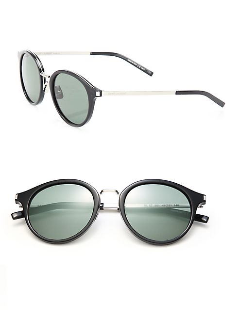 Saint Laurent - SL 57 Round Acetate & Metal Sunglasses