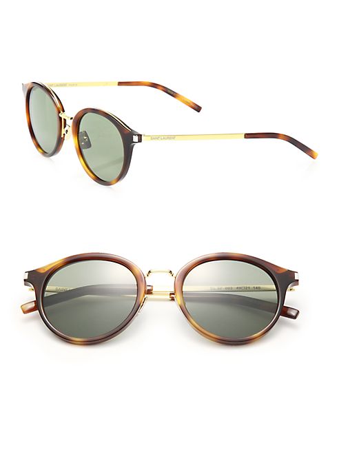 Saint Laurent - SL 57 Round Acetate & Metal Sunglasses