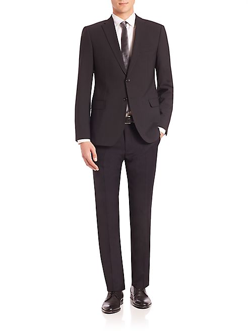 Armani Collezioni - Solid Black Wool Stretch Suit