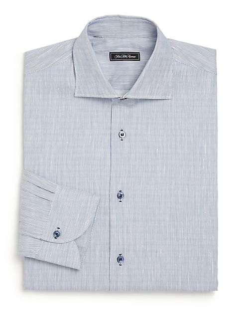 Saks Fifth Avenue Collection - Regular-Fit Cotton & Linen Pinstriped Dress Shirt