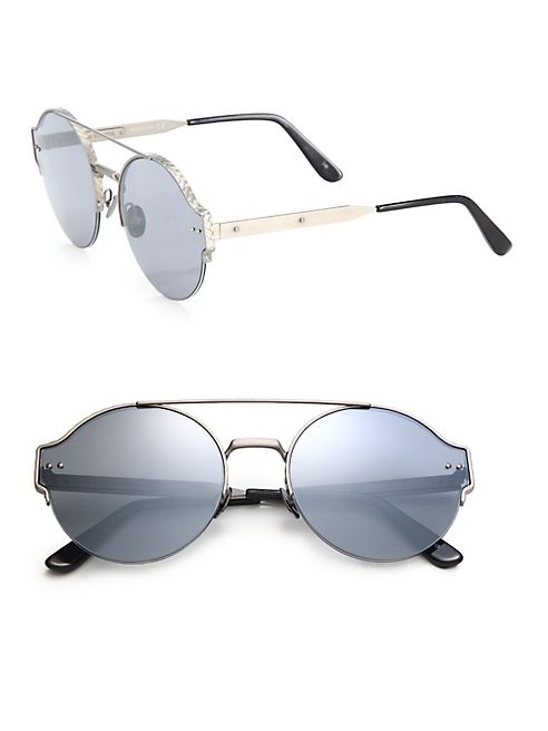 Bottega Veneta - 59MM Round Metal Sunglasses