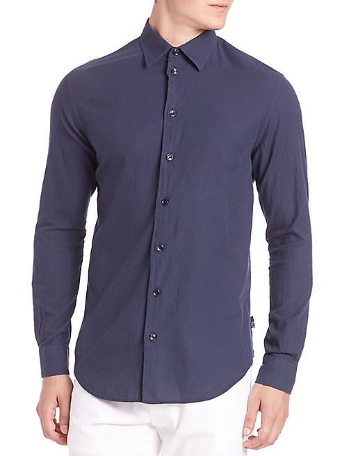 Armani Collezioni - Textured Cotton Button-Down Shirt