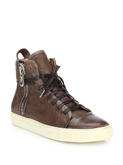 John Varvatos - Reed Leather Zip High-Top Sneakers