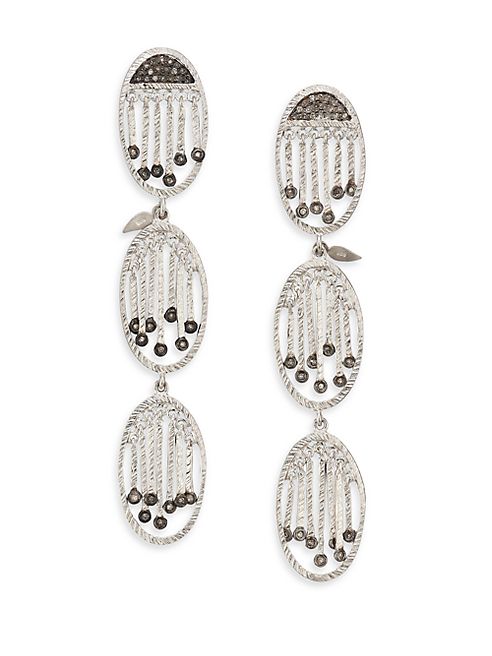 Coomi Silver - Diamond & Sterling Silver Drop Earrings