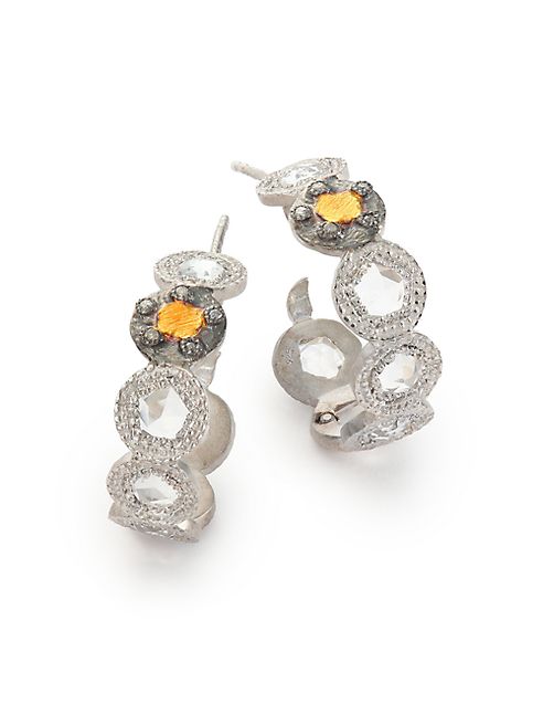 Coomi Silver - Opera Diamond, Crystal, 20K Yellow Gold & Sterling Silver Hoop Earrings/0.75