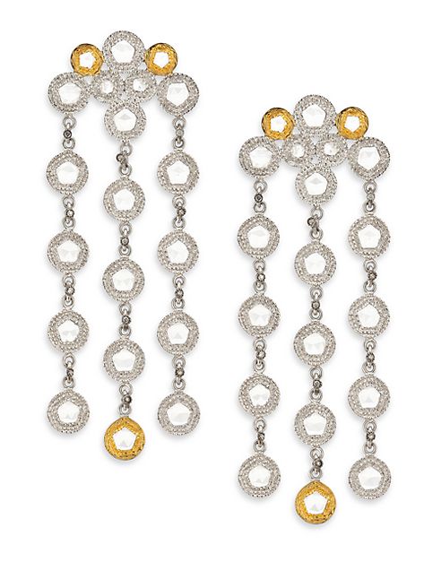 Coomi Silver - Opera Diamond, Crystal, 20K Yellow Gold & Sterling Silver Chandelier Earrings