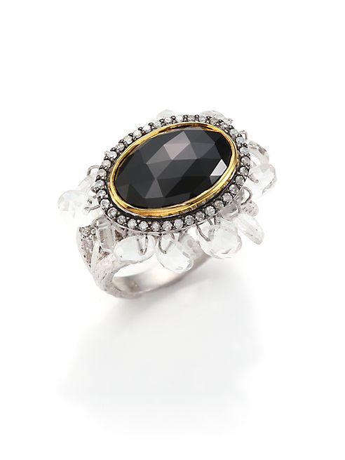 Coomi Silver - Opera Diamond, Black Spinel, Crystal, 20K Yellow Gold & Sterling Silver Ring