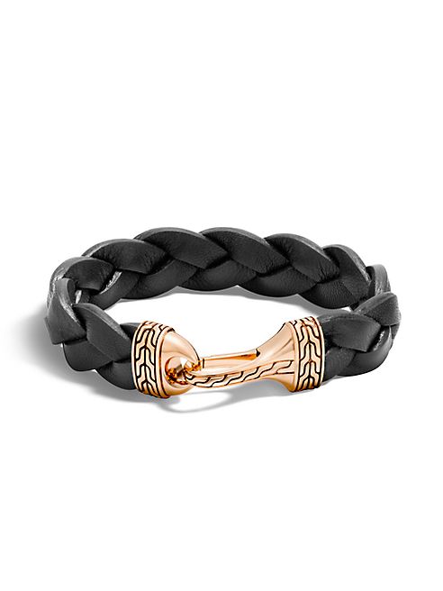 John Hardy - Classic Chain Braided Leather Hook Bracelet