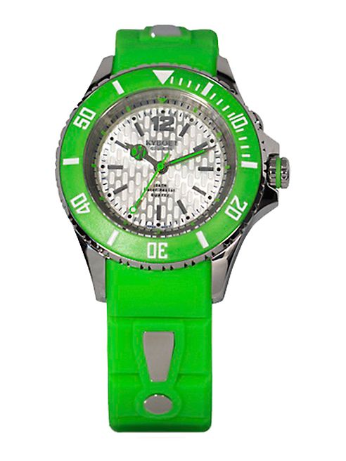 KYBOE! - Neon Green Silicone & Stainless Steel Strap Watch/40MM