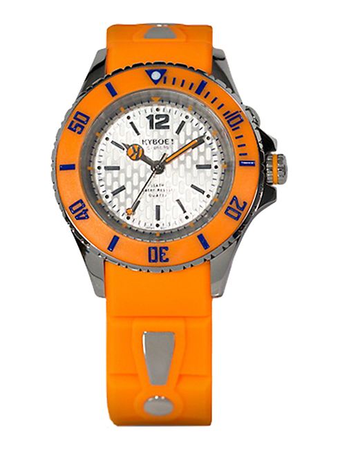 KYBOE! - Neon Orange Silicone & Stainless Steel Strap Watch/40MM