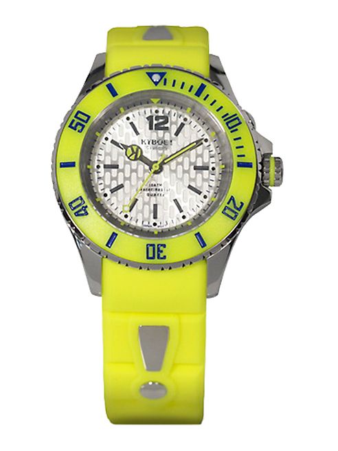 KYBOE! - Neon Yellow Silicone & Stainless Steel Strap Watch/40MM