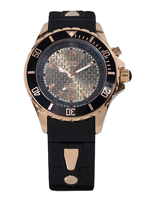 KYBOE! - Power Black Silicone & Rose Goldtone Stainless Steel Strap Watch/40MM