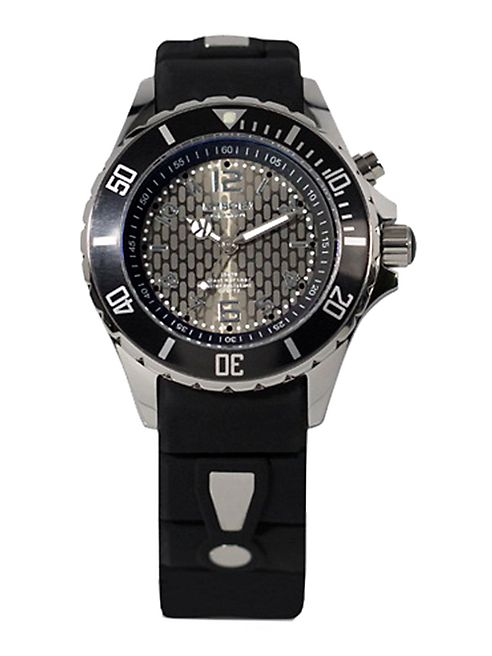 KYBOE! - Power Black Silicone & Stainless Steel Strap Watch/40MM