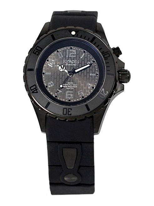 KYBOE! - Power Black Silicone & Blackened Stainless Steel Strap Watch/40MM