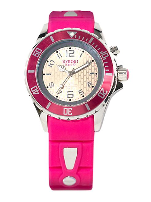 KYBOE! - Power Pink Silicone & Stainless Steel Strap Watch/40mm