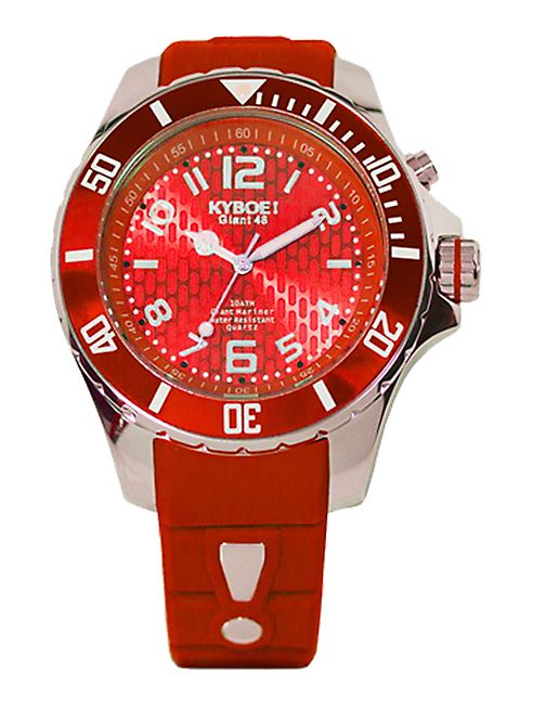 KYBOE! - Power Red Silicone & Stainless Steel Strap Watch/48MM