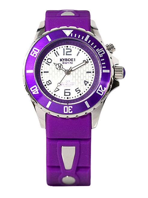 KYBOE! - Power Purple Silicone & Stainless Steel Strap Watch/40mm