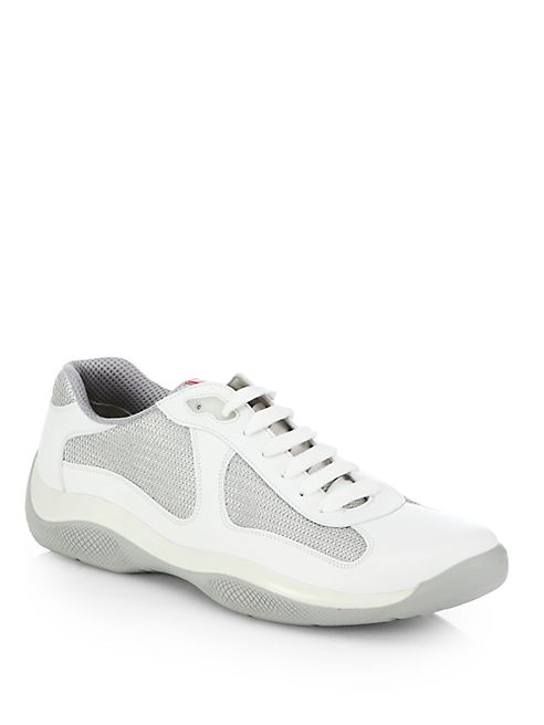 Prada - Leather & Mesh Sneakers