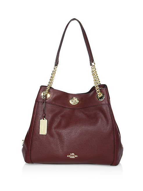 COACH - Edie Turnlock Leather Shoulder Bag