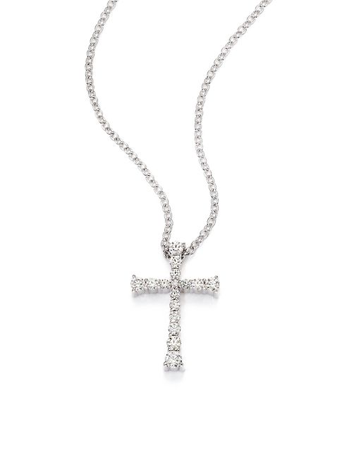 HEARTS ON FIRE - Journey Diamond & 18K White Gold Cross Pendant Necklace