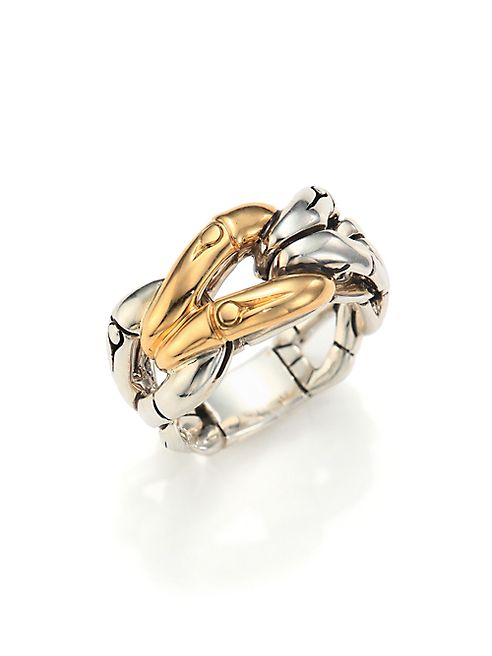 John Hardy - Bamboo 18K Yellow Gold & Sterling Silver Link Ring