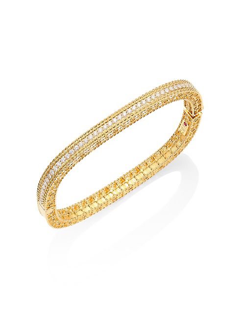 Roberto Coin - Princess Braided Diamond & 18K Yellow Gold Bangle Bracelet