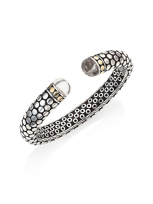 John Hardy - Batu Dot Rock Crystal, Sterling Silver & 18K Gold Small Kick Cuff Bracelet