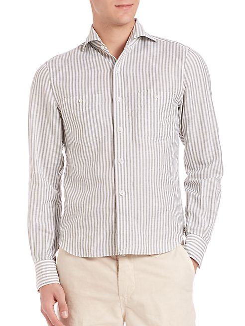 Eidos - University Stripe Button-Down Shirt