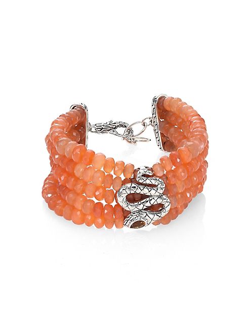 John Hardy - Legends Cobra Batu Peach Moonstone, Citrine & Sterling Silver Multi-Strand Beaded Bracelet