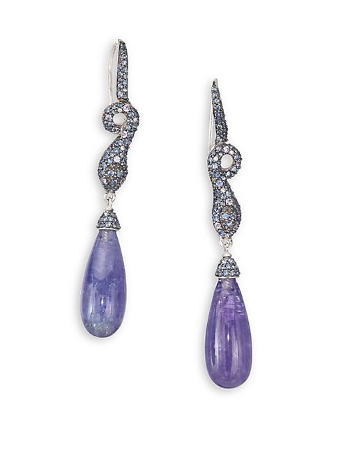 John Hardy - Legends Cobra Batu Diamond, Blue Sapphire, Tanzanite & Sterling Silver Drop Earrings