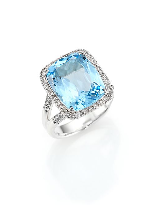 John Hardy - Classic Chain Diamond, Blue Topaz & Sterling Silver Ring