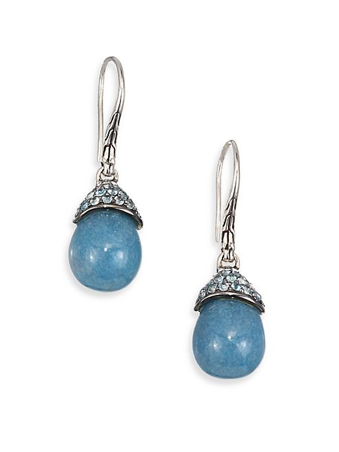 John Hardy - Classic Chain Blue Quartz, Swiss Blue Topaz & Sterling Silver Drop Earrings