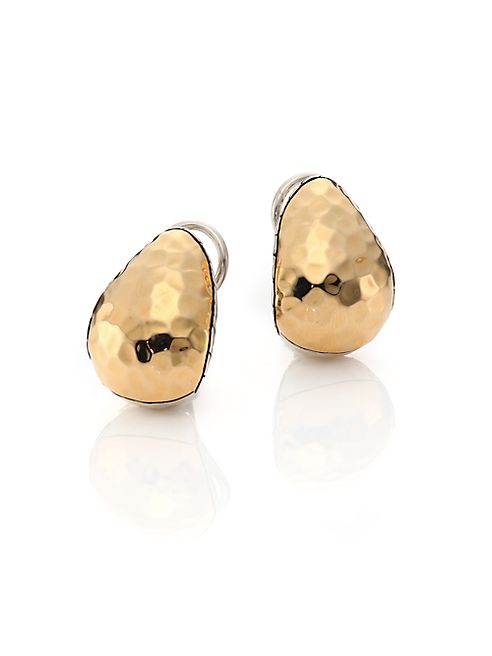 John Hardy - Classic Chain Hammered 18K Yellow Gold & Sterling Silver Stud Earrings