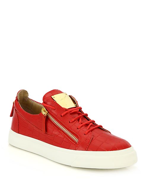 Giuseppe Zanotti - Croc-Embossed Leather Double-Zip Low-Top Sneakers