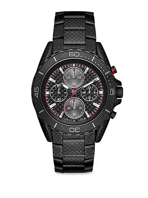 Michael Kors - Jetmaster Black Carbon Fiber & Blackened Stainless Steel Chronograph Bracelet Watch