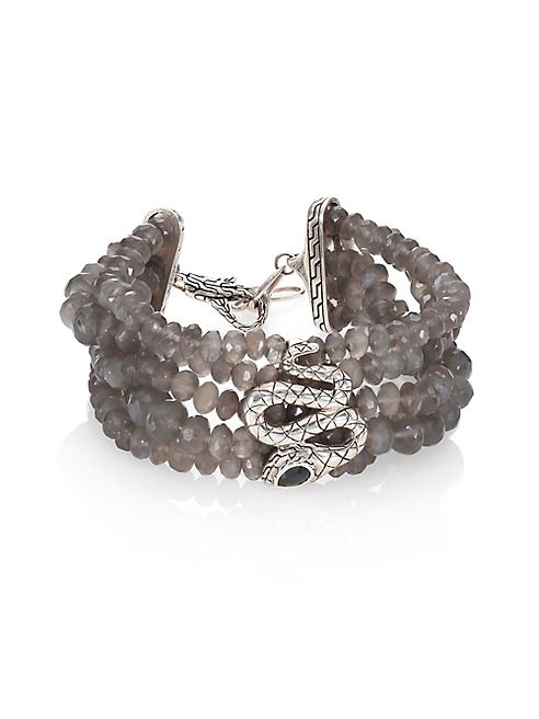 John Hardy - Legends Cobra Grey Moonstone, Black Onyx & Sterling Silver Beaded Multi-Row Bracelet