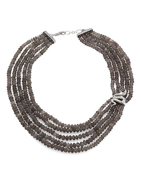 John Hardy - Legends Cobra Batu Grey Moonstone, Black Onyx & Sterling Silver Multi-Strand Beaded Necklace