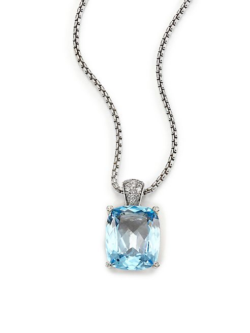 John Hardy - Classic Chain Diamond, Blue Topaz & Sterling Silver Pendant Necklace