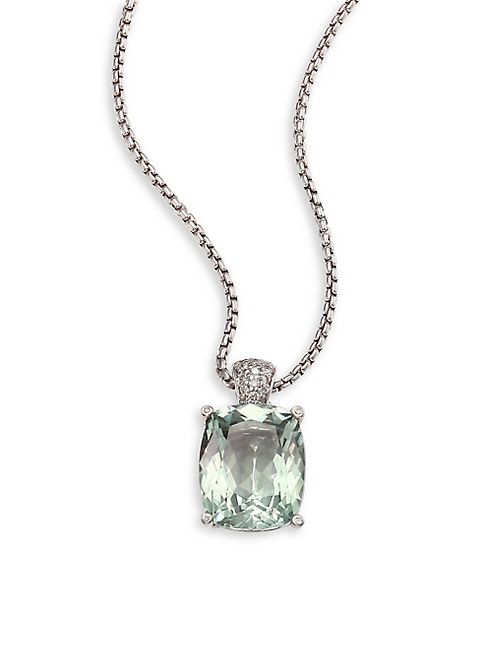 John Hardy - Batu Classic Chain Diamond, Green Amethyst & Sterling Silver Pendant Necklace