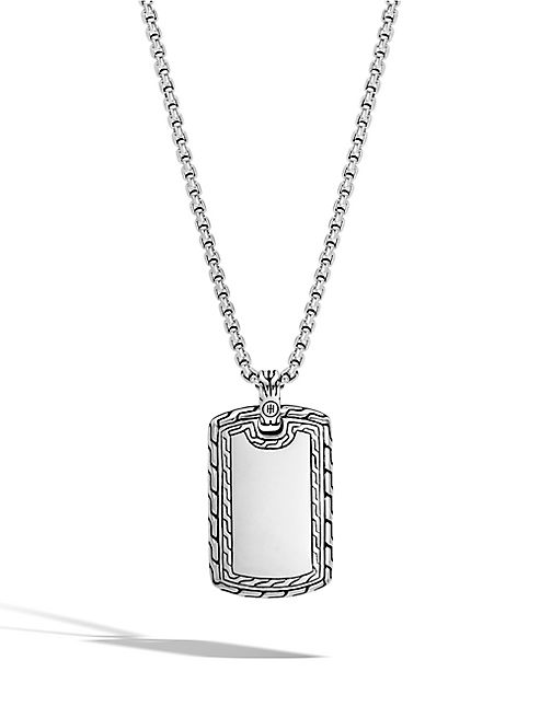 John Hardy - Classic Chain Sterling Silver Dog Tag Pendant Necklace